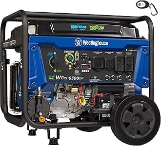 12500 Watt Dual Fuel Home Backup Portable Generator, Remote Electric Start, Transfer Switch Ready, Gas and Propane Powered