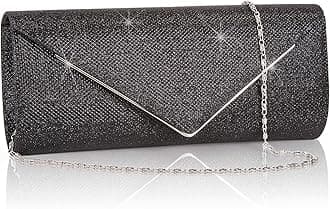 Larcenciel Clutch Damen, Glitzer Abendtasche Umhngetasche mit Abnehmbarer Kette, Modische Handtasche Elegante Envelope Tasche Kettentasche Schultertaschen fr Abschlussball, Party