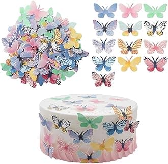 Gyufise 72Pcs Edible Butterfly Cupcake Toppers 3D Colorful Butterfly Cake Decoration Realistic Spring Dessert Decoration for Birthday Party Wedding Food Supplies Mixed Size