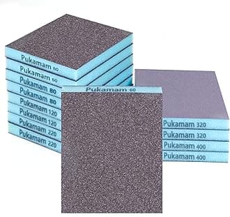 12 PCS Sanding Sponge Set 60/80/120/220/320/400 Grit Sanding Pads, Course/Medium/Fine/Superfine Sanding Block, Wet and Dry Sandpaper for Metal, Wood, Wall, Car, Furniture