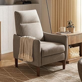 mopio Arthur Recliner Chair with 3 Positions, Accent Armchair, Mid Century Modern Reading Chair, High Back Padded Support Comfy Sleeper Armchair (Jacquard Taupe Stripe)