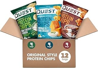 Nutrition Protein Chips Variety Pack, (BBQ, Cheddar & Sour Cream, Sour Cream & Onion), High Protein, Low Carb, 1.1 Ounce (Pack of 12)