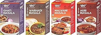 Pallavi's Spice Authentic Indian Spices Ghati Masala, Warhadi Masala, Malwani Masala and Agri Masala, 100 Grams of Each Spice (Combo of 4)