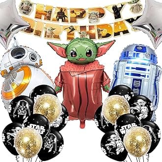 25 Pcs Star Party Supplies Kit, Space Themed Birthday Decorations for Boys, Includes "Happy Birthday" Banner/Alien Foil Balloons/Latex Balloons, for Kids Party Decorations