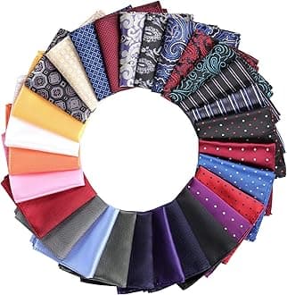 28 Pack Pocket Squares for Men Men's Handkerchief Mens Pocket Squares Set Assorted Colors with a Holder