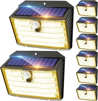 CLAONER Solar Lights Outdoor 126LED Warm White 8 Pack