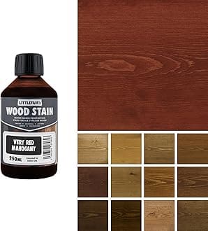 Littlefair'S Wood Stain Water Based - 250 Ml Indoor Furniture Light & Dark Finishes Special Non Toxic Eco Friendly Formula For Crafts Color: Very Red Mahogany