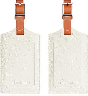 Travelambo Luggage Tags for Suitcases Faux Leather Privacy Protection 2 Pack Bag Tags Travel Accessories Essential, Cross White