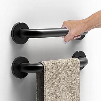 1-1/4 x 12" Stainless Steel Bath Safety Grab Bar, ADA Compliant Commercial Grade 500lbs Supporting, Matte Black, 2 Pack