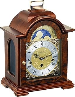 Uhrenmanufaktur Table Clock, Wood, Walnut Brown, 30 cm x 21 cm x 14 cm