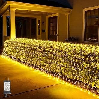 LitHome 21FT x 5FT Christmas Net Lights Outdoor Mesh Lights, 360 LED Warm White Net Light 8 Modes Connectable, Waterproof Giant Christmas Mesh Light Green Wire for Bushes Garden Yard Party Tree Decor