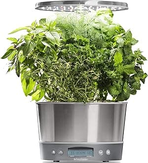AeroGarden Harvest Elite 360 Indoor Garden Hydroponic System with LED Grow Light and Herb Kit, Holds up to 6 Pods, Stainless