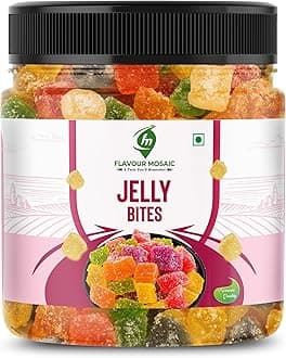 FLAVOUR MOSAIC Jelly Bites | 1.2Kg | Colorful & Delicious Flavors | Vegetarian, No Gelatin with Natural Fruit Sugar | Mix Fruit Jelly (Pack of 3, 400gm each)