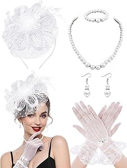 5Pcs Fascinators Hat for Women Tea Party Veil Mesh Headband Feather Hat for Women Veil Tea Party Hats