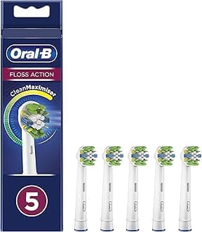 Oral-B FlossAction Electric Toothbrush Heads with CleanMaximiser Technology Pack of 5, White