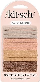 Nylon Hair Ties No Damage - Stretchable Hair Bands for Strong All-Day Hold, Ponytail Holders | Hair Accessories for Girls | Ideal Gifts for Women - Neutral 12 Pcs