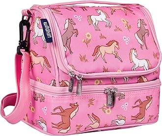 Wildkin Two Compartment Insulated Lunch Bag for Boys & Girls, Perfect for Early Elementary Lunch Box Bag, Ideal Size for Packing Hot or Cold Snacks for School & Travel Lunch Bags (Wild Horses)