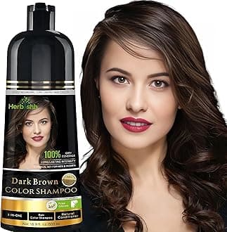 Hair Color Shampoo For Gray Hair – Magic Hair Dye Shampoo – Colors Hair In Minutes–Long Lasting–500 Ml–3-In-1 Hair Color–Ammonia-Free | Herbishh (Dark Brown)