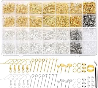 Modacraft Hypoallergenic Earring Making Kit, 2000Pcs Earring Making Supplies Kit with Earring Hooks, Earring Findings, Earring Posts, Earring Backs, Earring Pins Jump Rings for Jewelry Making Supplies