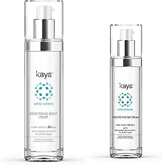 Kaya Clinic Brightening Night Cream, Azeloyl Glycine & Imperata Cylindrica extracts for lighter & brighter skin, 50 ml And Brightening Day Cream, 50ml