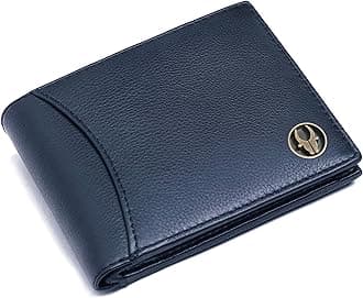 Top Grain Leather Wallet for Men I Ultra Strong Stitching I 2 Currency Compartments (Blue Print)