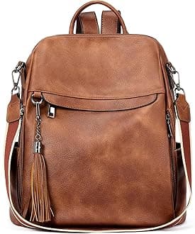 Backpack Purse for Women, PU Leather Anti Theft Travel Purse Shoulder Bags with Tassel