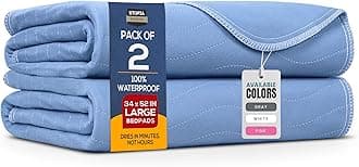 Utopia Bedding Washable Underpads 34" x 52" (Pack of 2), Waterproof Reusable Heavy Absorbency Incontinence Bed Pads for Adults, Kids, Elderly and Pets, Bedwetting Pads for Sofa and Couch (Blue)