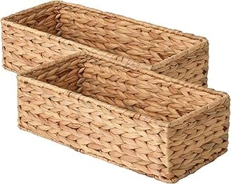 Toilet Tank Basket for Bathroom, Water Hyacinth Storage Baskets for Toilet Tank Top, 2-Pack