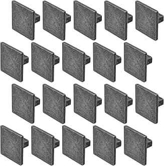 Decoranddecor Calla Square Cabinet Knob Door Pull Handle Kitchen Cupboard Furniture Drawer (20 Pack, Antique Silver)
