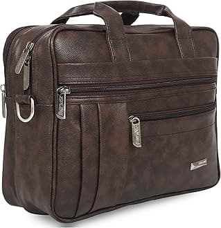 Zipline Laptop bags for men office use | Faux Leather SMALL laptop bag for Man - Fits 13 inch Laptop/Macbook/Macbook Pro/Tablet Messenger Bags For Mens (1-Brown Bag)