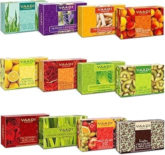 Vaadi Herbals Assorted Luxurious Handmade Herbal Soaps, 75g (Pack of 12)
