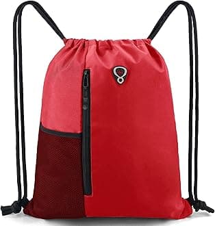 Drawstring Bag Sports Gym Backpack Red
