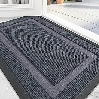 OLANLY Front Door Mat Indoor Outdoor Entrance, Waterproof All-Season, All-Weather Doormat, Sturdy Natural Rubber, Fade Resistant, Low Profile, Easy Clean Patio Porch Entryway Mat, 58x23, Light Grey