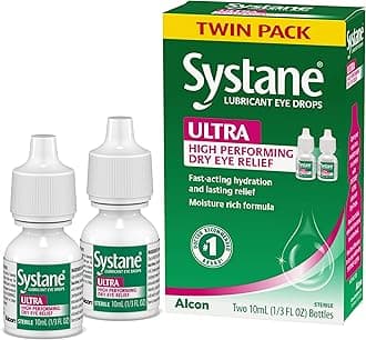 Systane Ultra Lubricant Eye Drops, Artificial Tears for Dry Eye, Twin Pack, 10-mL Each