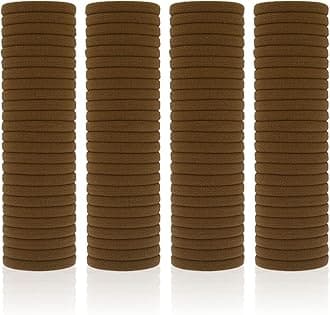 100 Pack Seamless Hair Ties for Women Girls Ponytail Holders for Thick Hair (Mid-Brown)