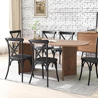 kevinplus 78'' Mid Century Modern Dining Table for 6, Oval Wooden Dining Table Dinner Table for Kitchen Living Room Office, Easy Assembly, Walnut