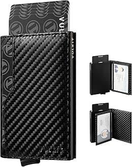 Card Holder Wallet with Double ID Windows RFID Blocking Pop Up Wallet Minimalist Design for 12 Cards