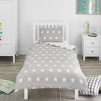 Bloomsbury Mill - Cot Bed Duvet Cover Set - Toddler Bedding Set For Boys and Girls - Grey and White Stars Kids Bedding - Cot Duvet Cover & Pillow Case Set - 120x150cm