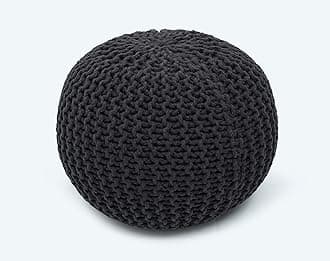 The Home Talk Cotton Pouf | Hand Knitted | Dark Grey Ottoman | Footrest, Bean Bag, Floor Chair | Great for Living Room, Bedroom & Kid’s Room | 100% Cotton | 18’’ x 18’’ x 16’’ – Store