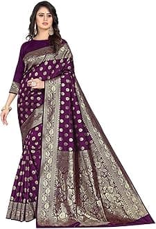 Sugathari Women Banarasi Sari Pure Kanjivaram Silk Saree Soft New Ladies 2023 Design Wear Pattu Sarees Latest Cotton Party Sari Collections with Blouse Piece for Wedding Sadi (PARI S-1