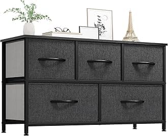 Dresser with 5 Drawers - Fabric Storage Tower, Black Dresser & Chest of Drawers, Organizer Unit for Bedroom