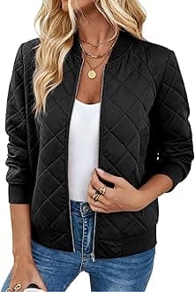 Women's Bomber Jacket Casual Coat Zip Up Spring Fall Clothes with Pockets S-XXL