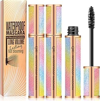 2 Pack 4D Silk Fiber Lash Mascara Black, Waterproof, Longer & Thicker Lashes, Voluminous Eyelashes, Clump-Free, Long-Lasting, Natural Smudge-Proof, Adds Length, Depth and Glamour Effortlessly