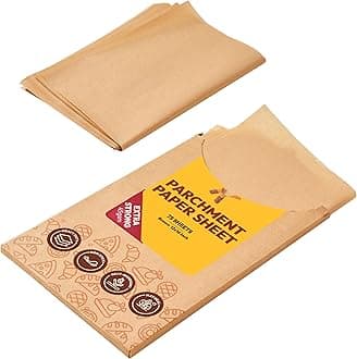 Katbite 75Pcs Unbleached Parchment Paper Sheets 12x16IN, Pre-Cut Heavy Duty Parchment Baking Paper, Non-Stick Half Sheet Brown Baking Parchment Paper for Air Fryer, Baking Cookie Pans, Oven