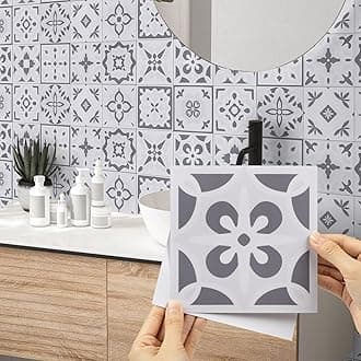 Hode 24 Pieces Victorian Style Tile Stickers 15x15cm, Decoration Stick on Tiles for Kitchen Bathroom, Vinyl Wrap for Wall, Self Adhesive Decal Waterproof(Glossy)Global Recycled StandardGlobal Recycled StandardGlobal Recycled Standard