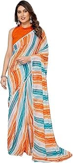 DIVUSReady to wear Pre draped Prestitched one min readymade Designer Parywear saree with Unstitch Blouse (Tiger)