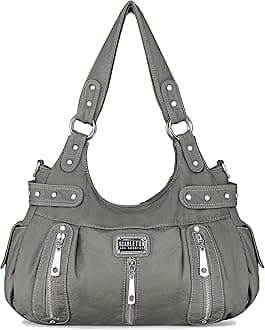 Scarleton 3 Front Zipper Washed Shoulder Bag H129224 - Ash