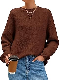 MASCOMODA Casual Sweaters for Women 2025 Crewneck Oversized Sweater Lightweight Loose Pullover Tops Trendy Fall Clothes