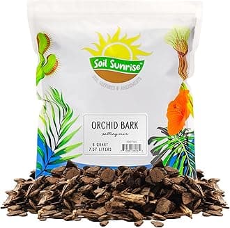 Soil Sunrise 100% Organic Orchid Potting Bark (8 Quarts), All-Natural USA-Sourced Pine Bark Orchid Mix Additive