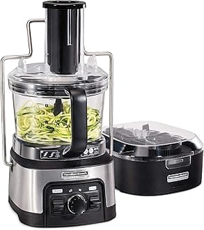 Stack & Snap Food Processor & Veggie Spiralizer for Slicing, Shredding and Kneading, Extra-Large 3" Feed Chute Fits Whole Vegetables, 12 Cups, Stainless Steel (70815)